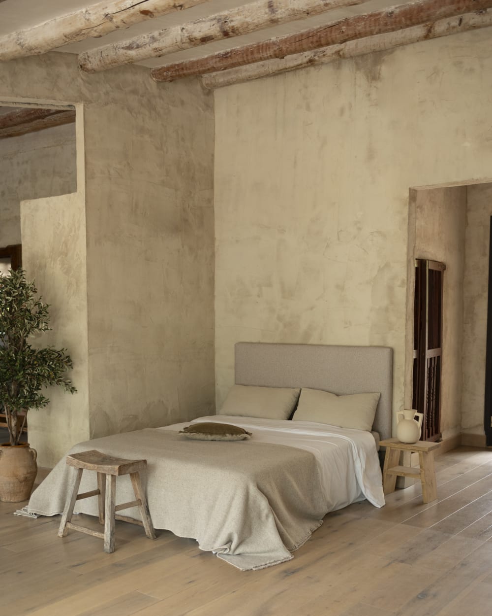 Tête de lit tapissée marron clair 150x80cm