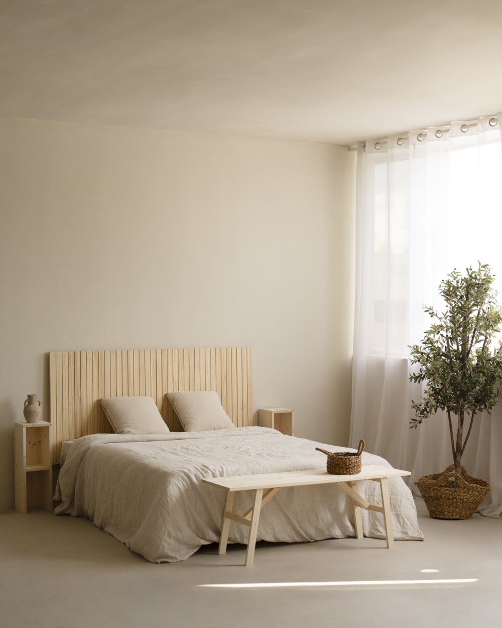 Tête de lit à fentes en bois massif naturel 180x79cm