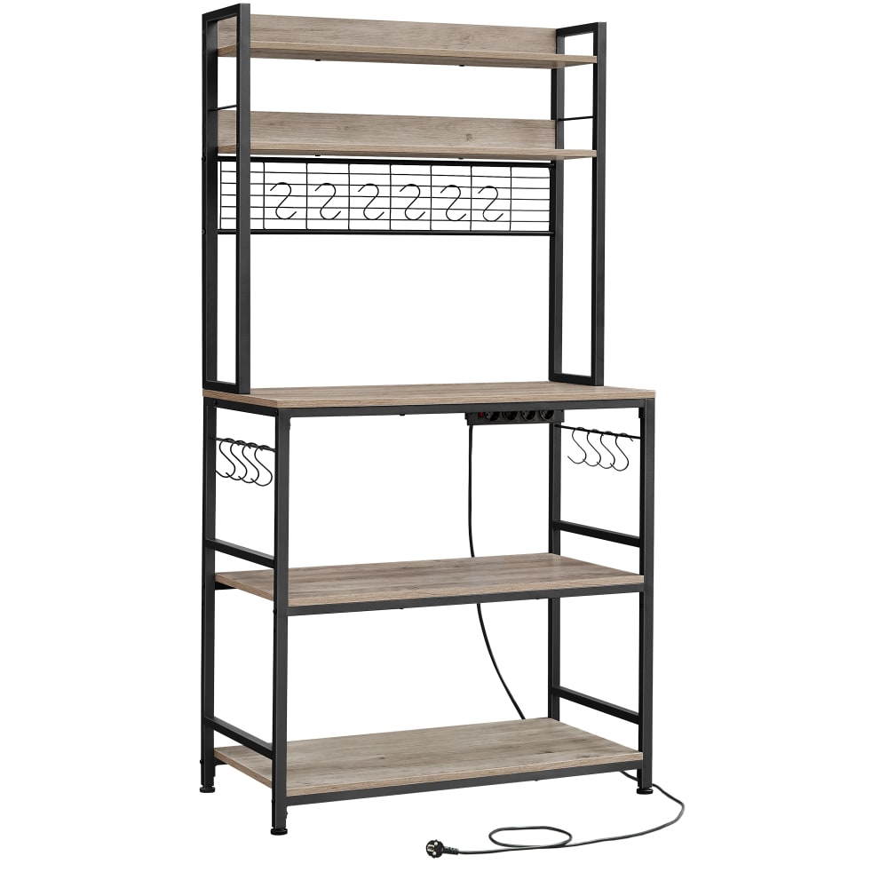 Étagère de cuisine avec multiprise micro-onde 80 x 40 x 171 cm noir