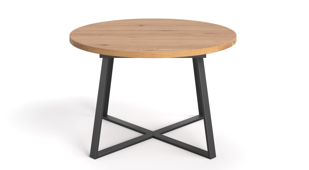 Danzz Runder Tisch aus massiver Eiche mit Metallbeinen 110 cm Braun Holz
