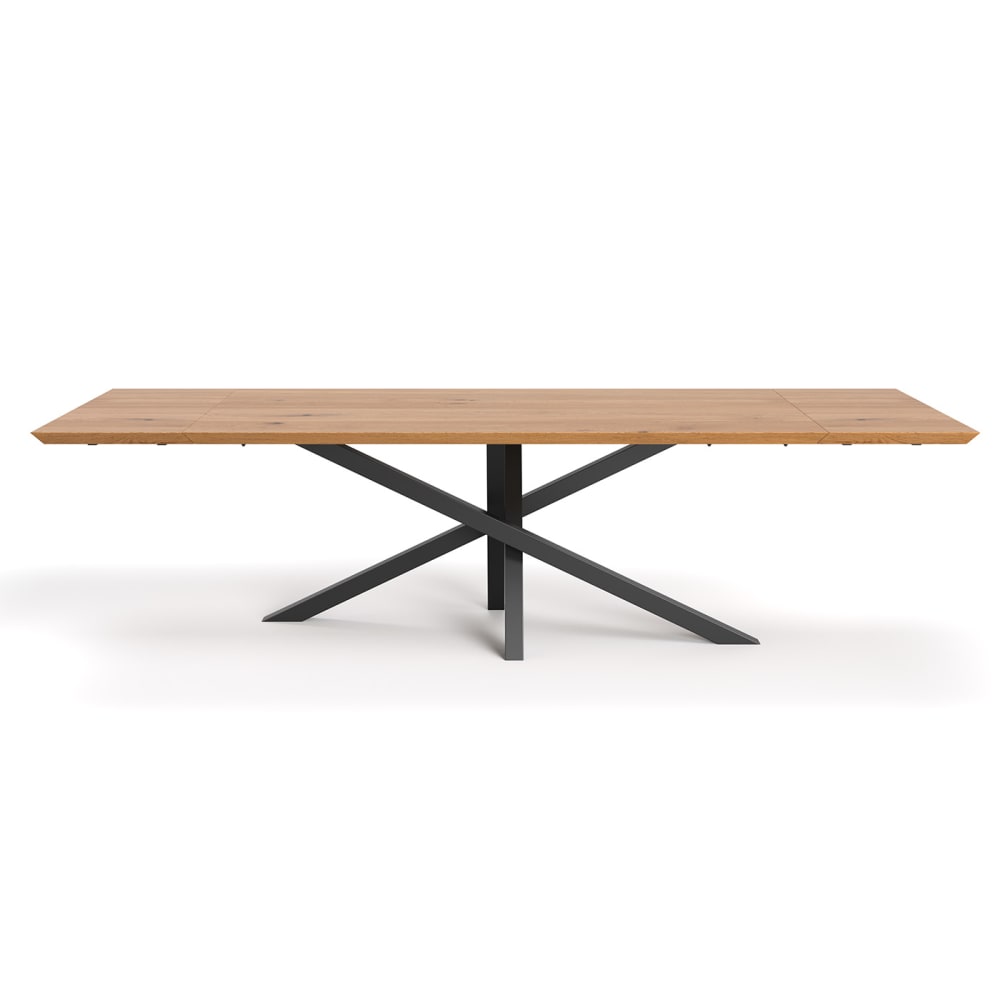 Danzz Ausziehbarer Eichentisch mit Metallbeinen 160x100 + 2x50 cm Braun Holz