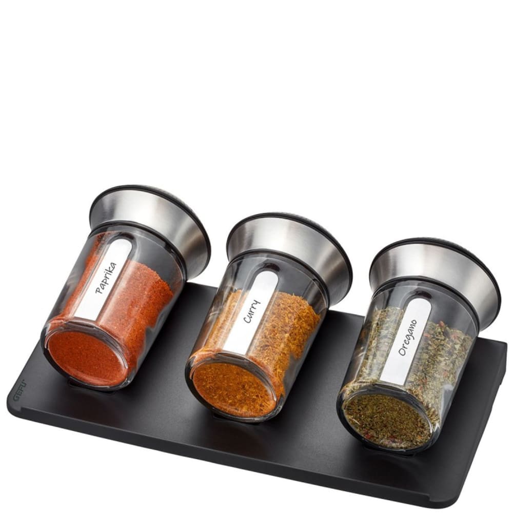 Set de 3 shakers avec organisateur en acier et plastique