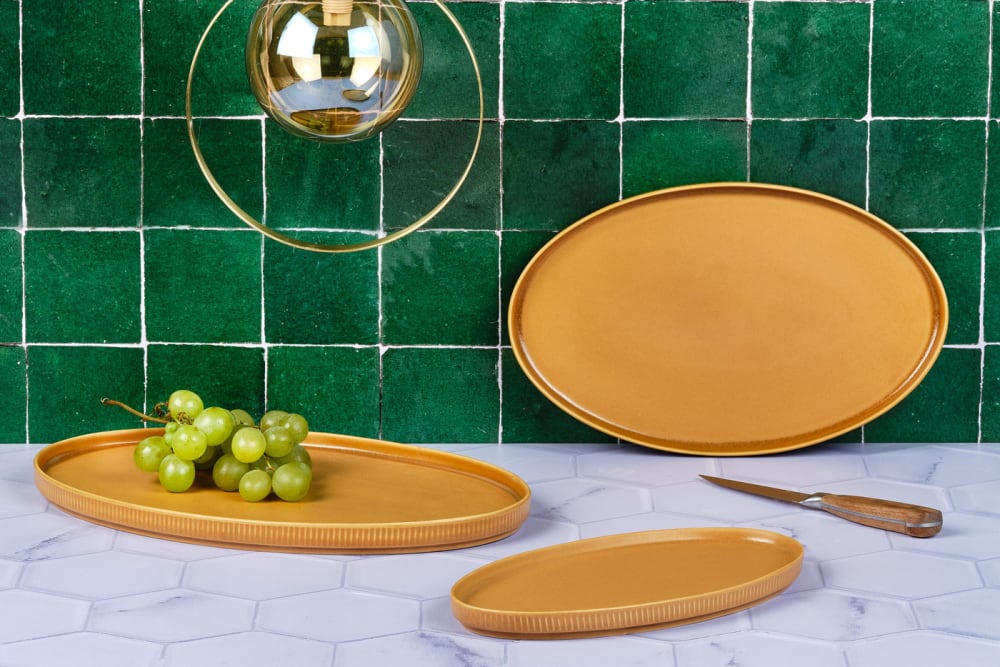 Plateau de service - 3 pièces - ocre - Maisons du Monde
