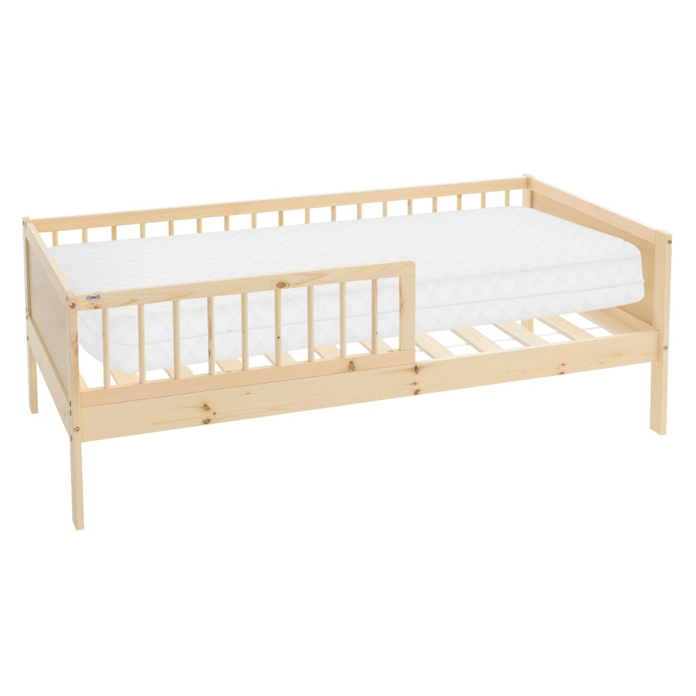 Lit enfant simple 80x160 cm matelas et barrière inclus bois beige