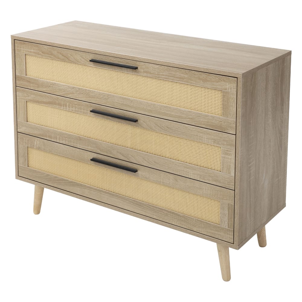 ML-Design Kommode mit 3 Schubladen, 100x77x40 cm, Eiche Optik Beige Spanplatte