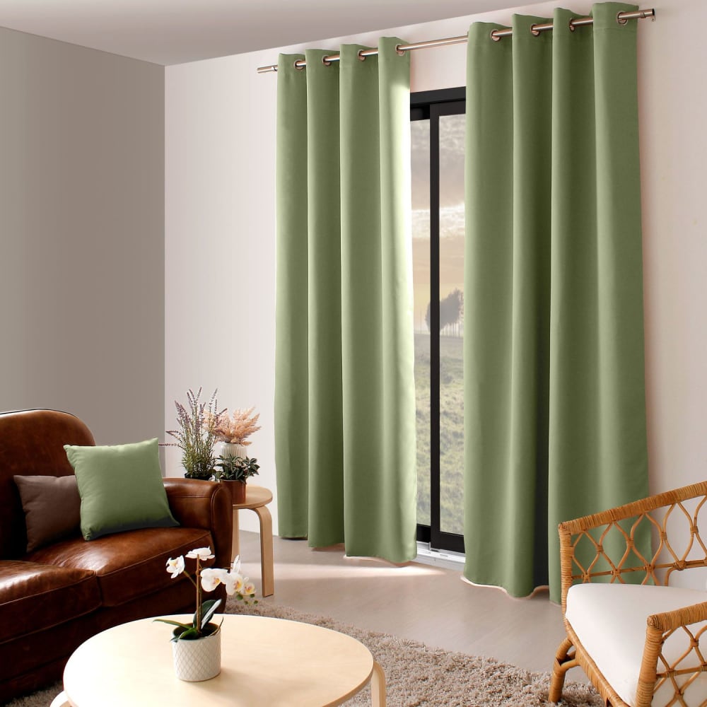 Rideau occultant à 8 œillets olive 240 x 140 cm