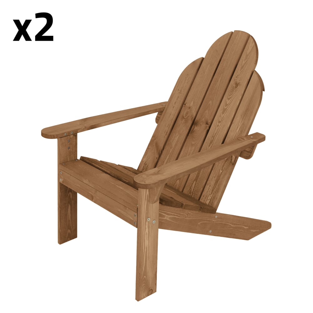 ML-Design Adirondack-Stuhl 2er Set mit Armlehnen Tannenholz 92,5x70x89 cm Braun Braun