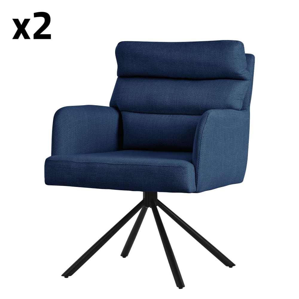 ML-Design Esszimmerstühle drehbar 2er Set Dunkelblau Stoffbezug Armlehnen - Pes - Polyester
