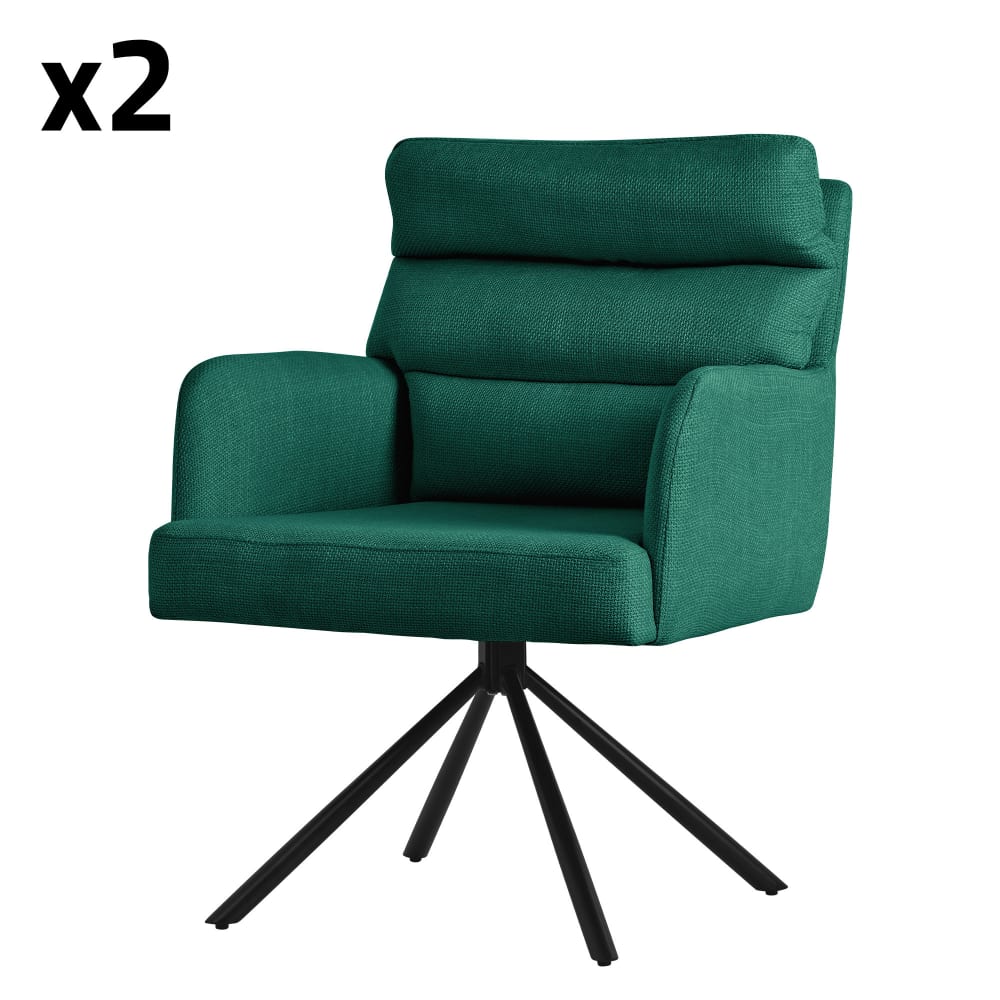 ML-Design Esszimmerstühle drehbar 2er Set Dunkelgrün Stoffbezug Armlehnen - Pes - Polyester