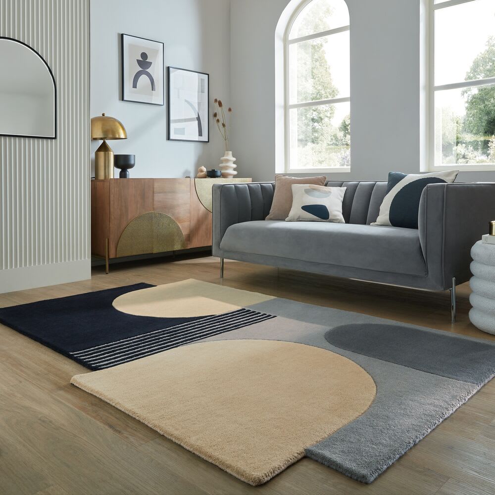 Tapis pure laine noire, grise et beige 150x240cm — vue 3