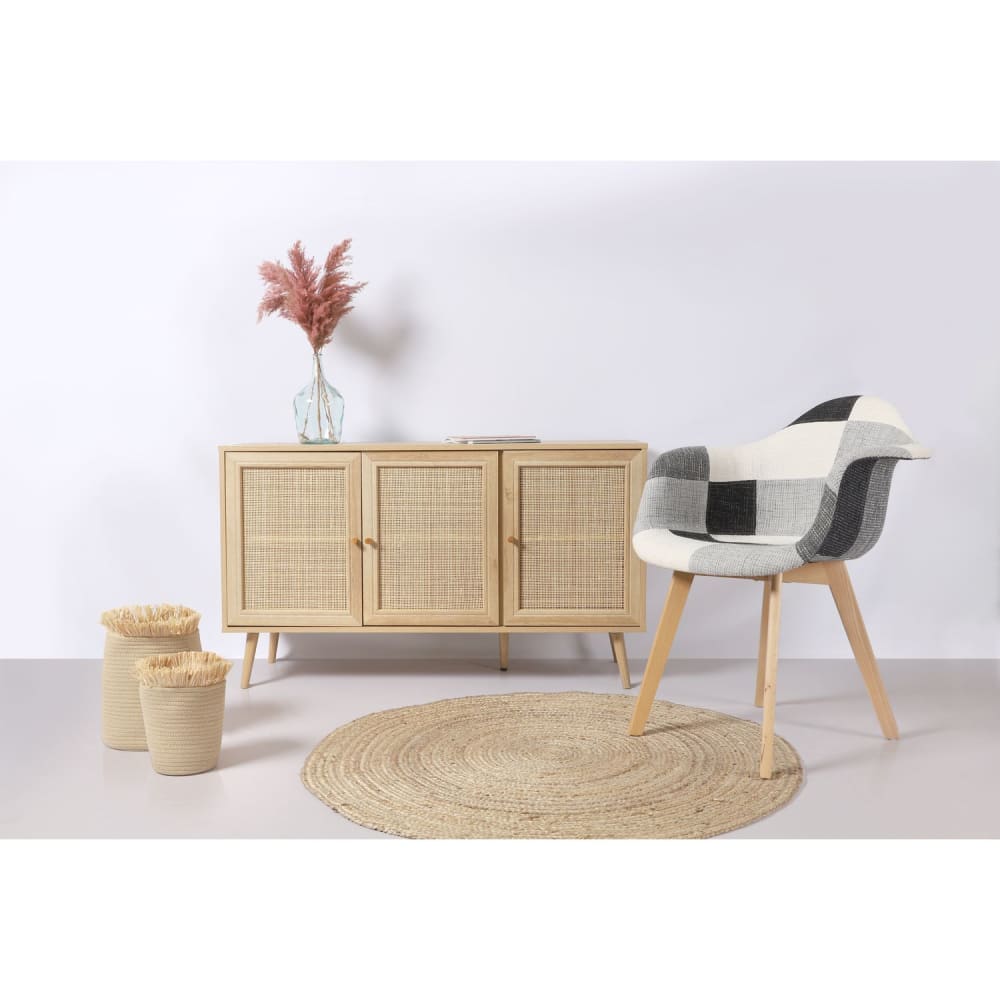 Buffet 3 portes en cannage et effet bois - Maisons du Monde