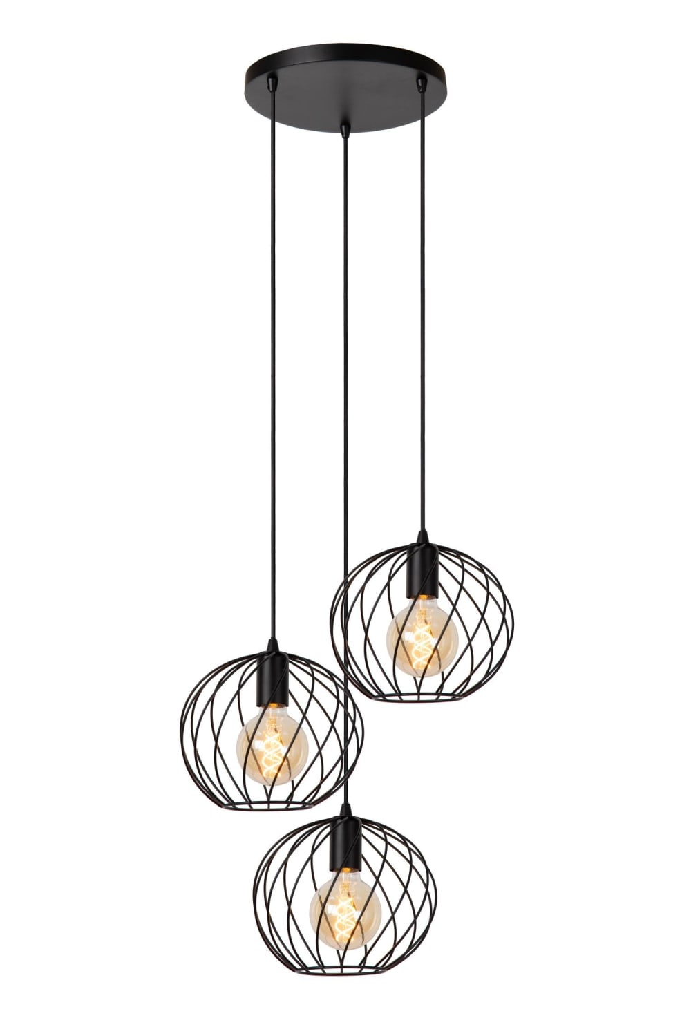 Suspension métal 3 lumières noir 50 cm