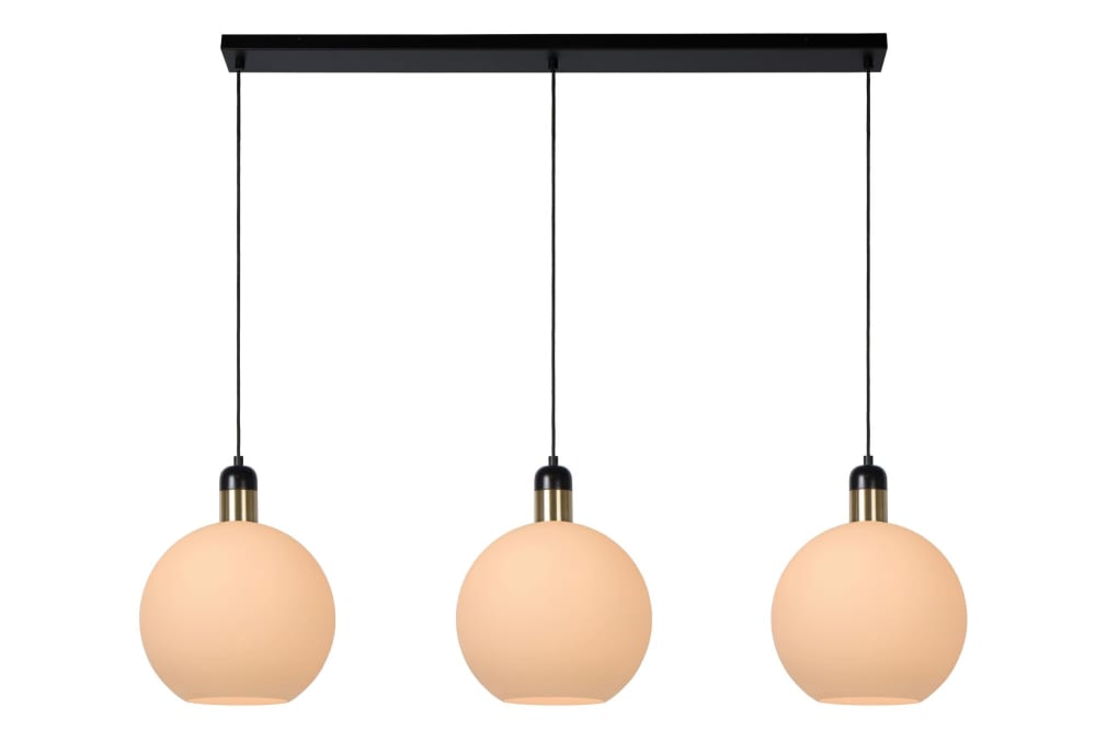 Suspension verre 3 lumières verre opalin 105 cm Suspension verre 3 lumières verre opalin 105 cm