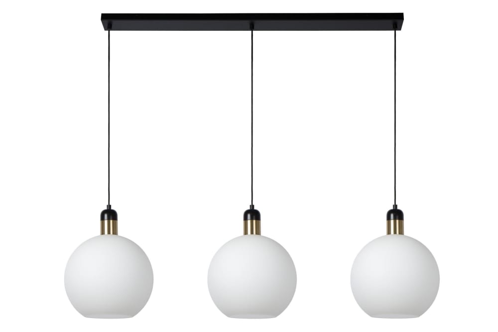 Suspension verre 3 lumières verre opalin 105 cm — vue 4