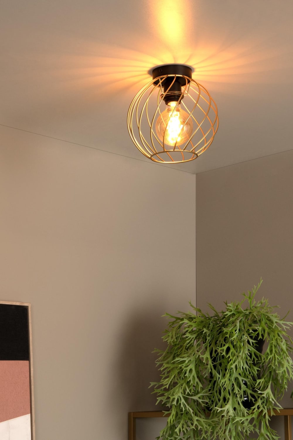 Plafonnier métal 1 lumière laiton 25 cm - Maisons du Monde