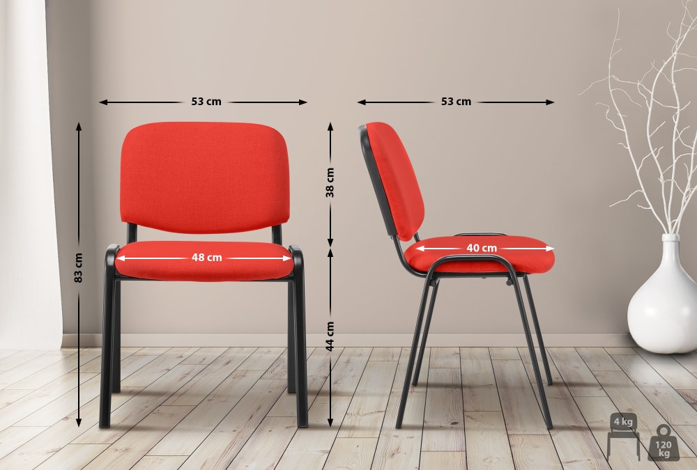 Besucherstuhl mit Metallgestell und Sitz aus Stoff rot - Maisons