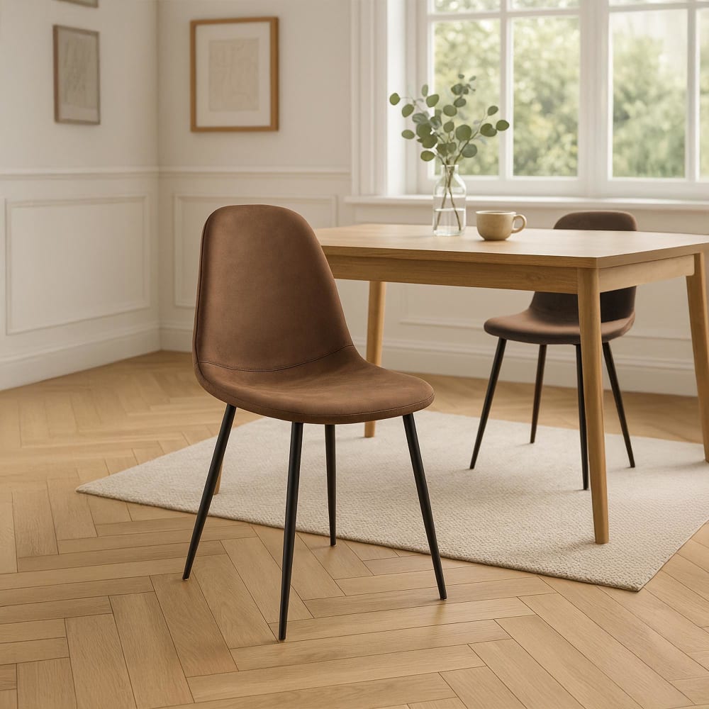 CLP Esszimmerstuhl mit Metallgestell aus Vintage Kunstleder braun style modern - Pvc - Polyvinlychlorid