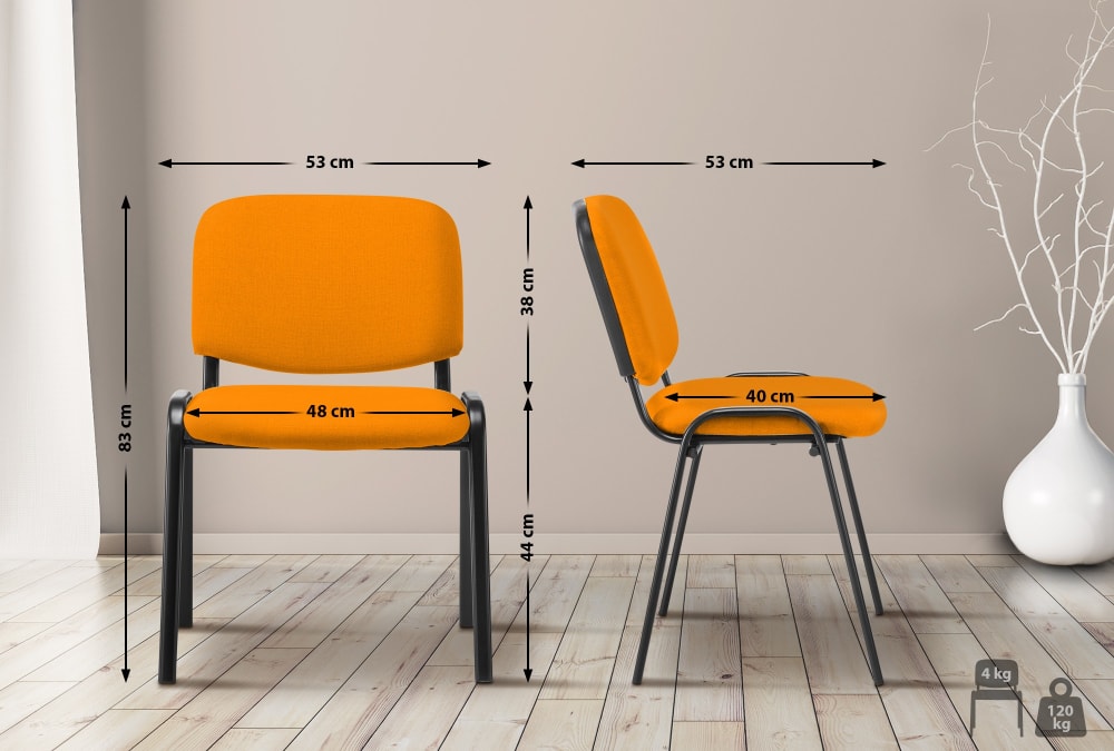 Besucherstuhl mit Metallgestell und Sitz aus Stoff orange -