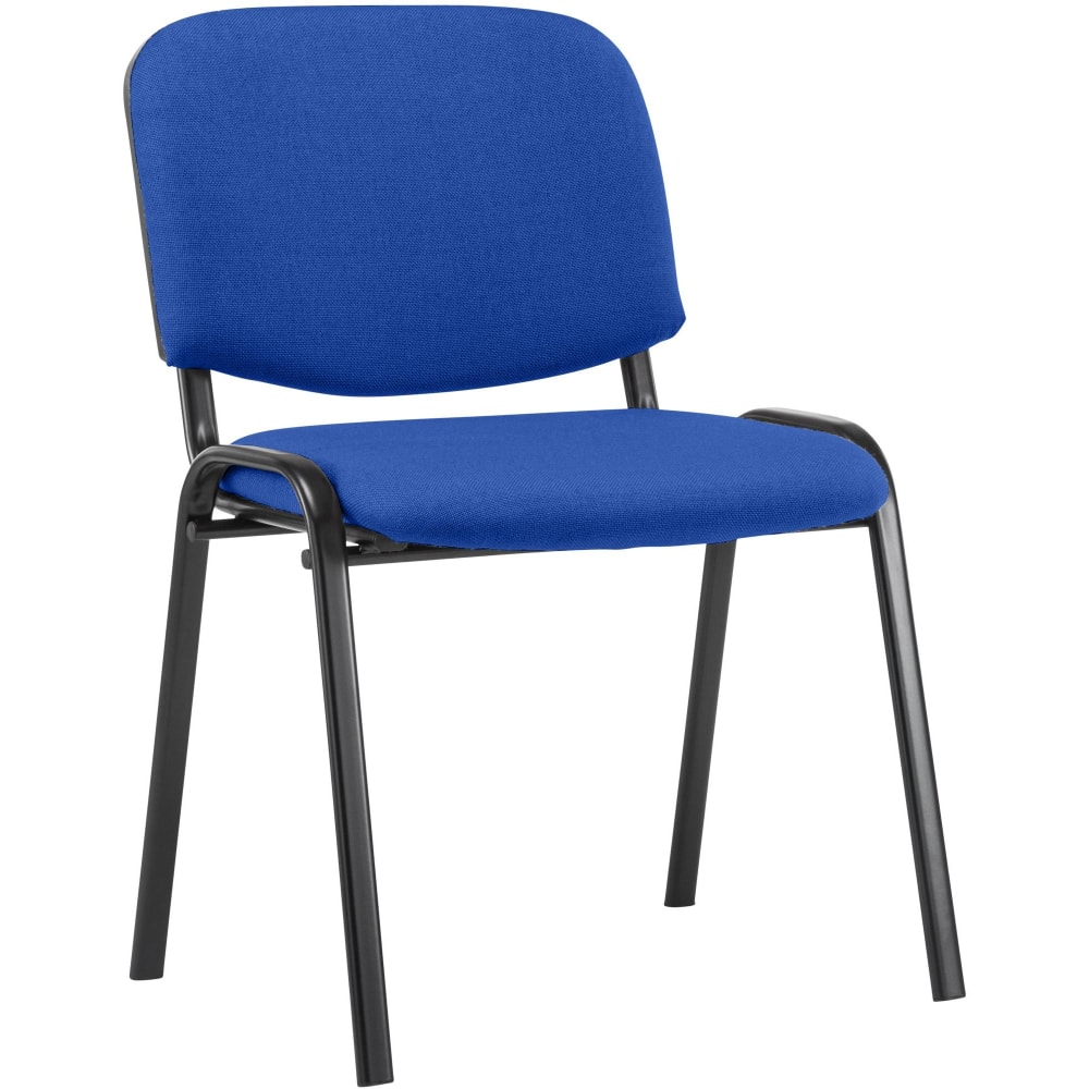 Besucherstuhl mit Metallgestell und Sitz aus Stoff blau - Maisons
