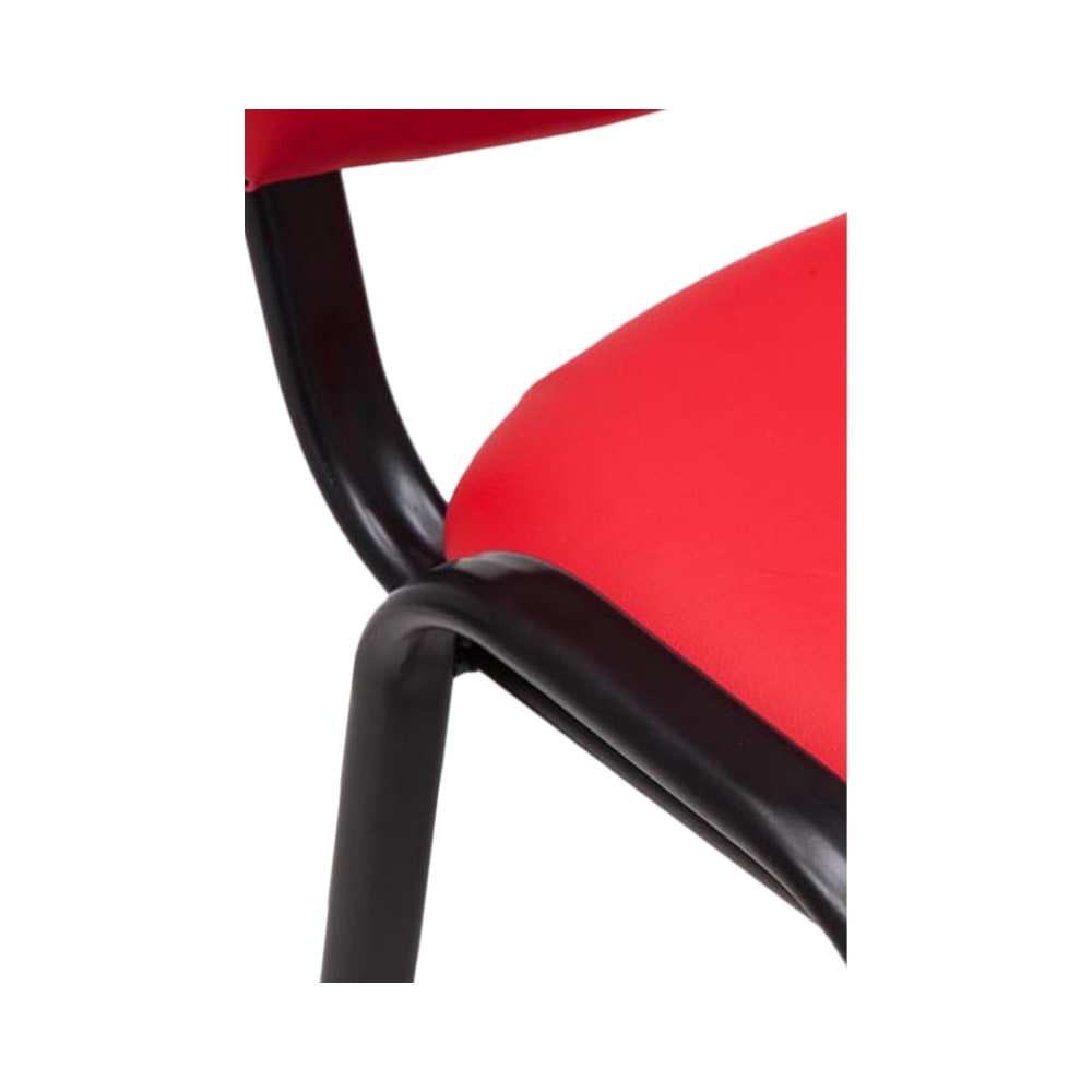 Besucherstuhl mit Metallgestell und Sitz aus Kunstleder rot -