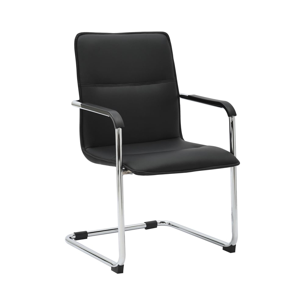 Silla con patas de metal y asiento en Simil cuero Negro