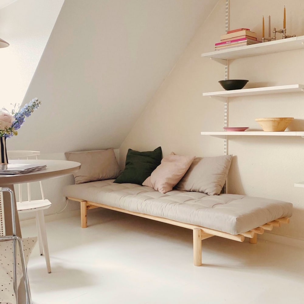 Banquette futon en pin massif lin 75x200 - Maisons du Monde