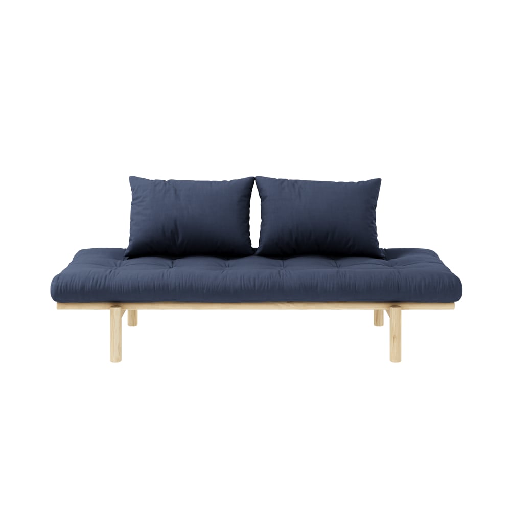 Banquette futon en pin - bleu