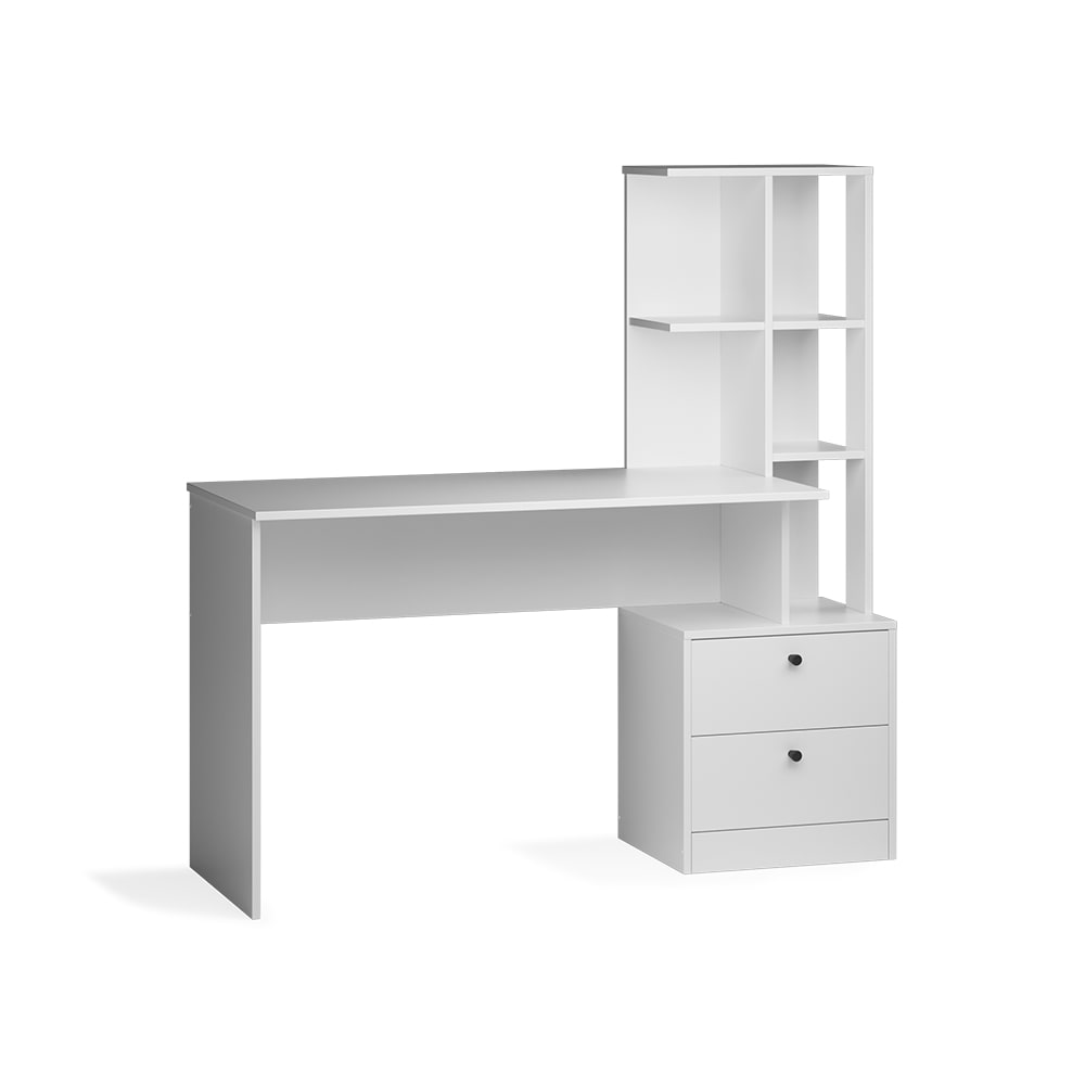 Vicco Schreibtisch, Weiß 136 x 138cm style modern Weiß Spanplatte