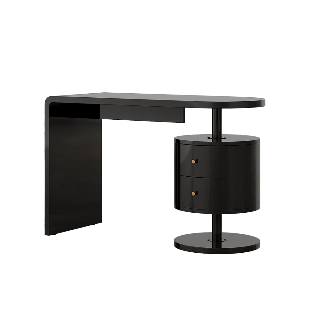 Vicco Schreibtisch mit 2 Schubladen, Schwarz Hochglanz 120 x 76cm style modern Schwarz Spanplatte