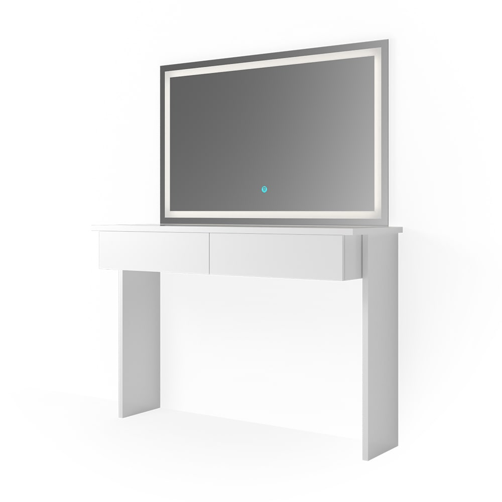 Coiffeuse avec miroir LED, Blanc 120 x 83cm