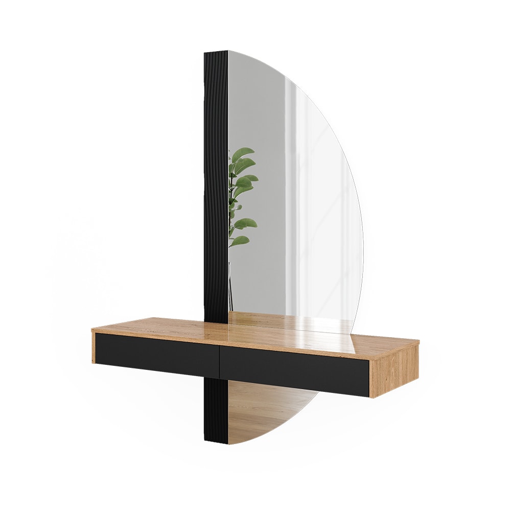 Vicco Schminktisch mit 2 Schubladen, Schwarz 120 x 161.1cm style modern Schwarz Spanplatte