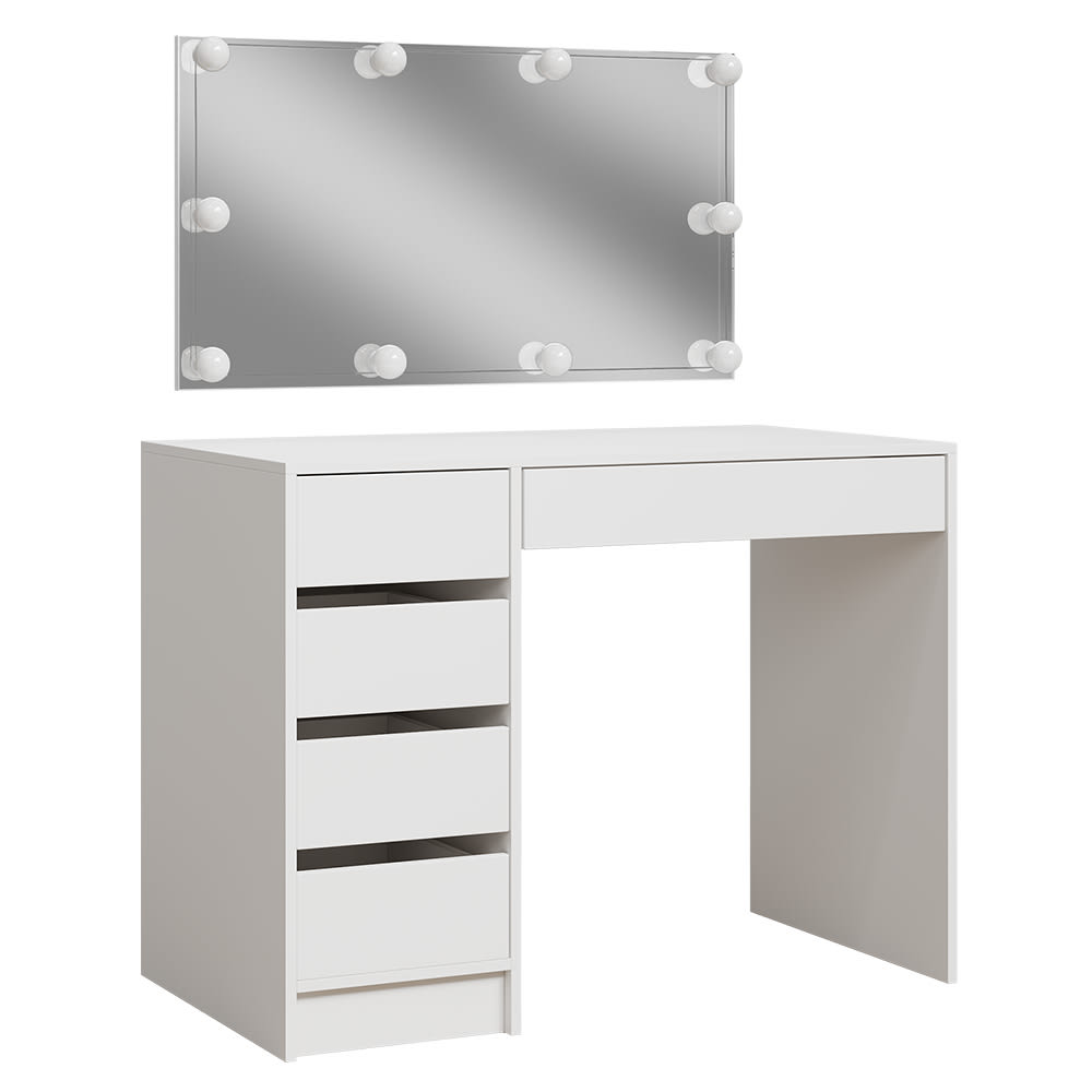 Coiffeuse avec éclairage LED, Blanc 100 x 75.5cm