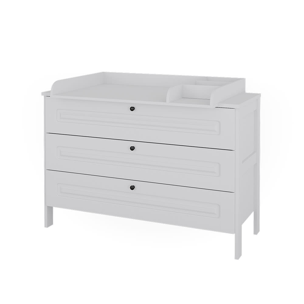VitaliSpa Wickelkommode mit 3 Schubladen, Weiß 133 x 98.4cm style modern WEISS SPANPLATTE Baby