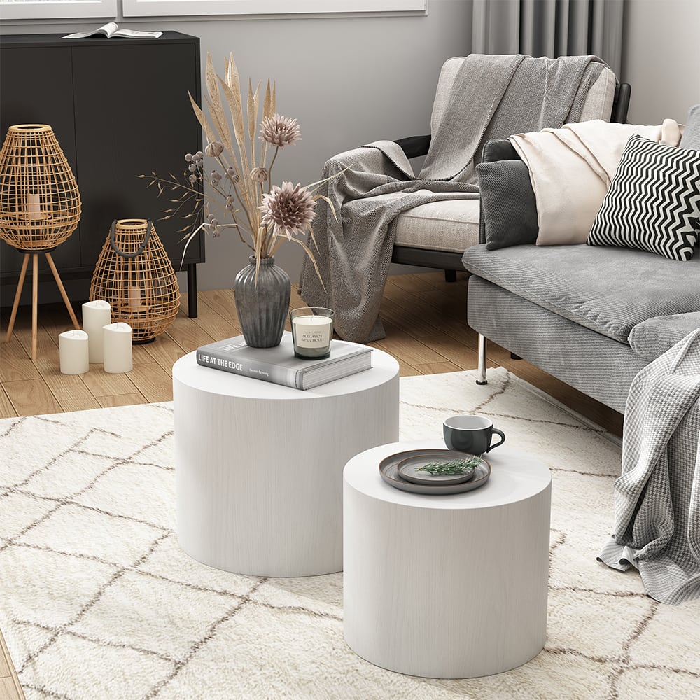 Couchtisch-Set, Weiß 48 x 48cm - Maisons Du Monde