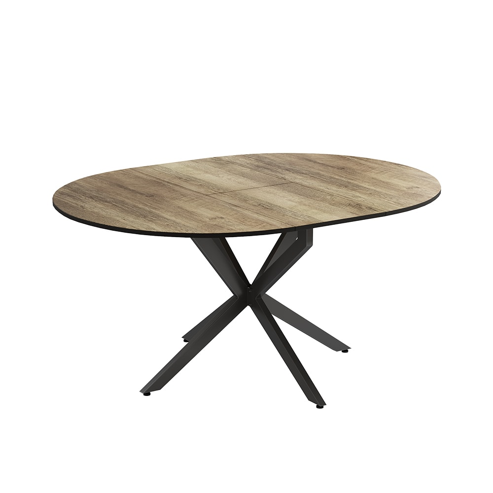Vicco Esstisch ausziehbar Eiche rustikal/Schwarz 120x76.5cm style modern Braun Spanplatte