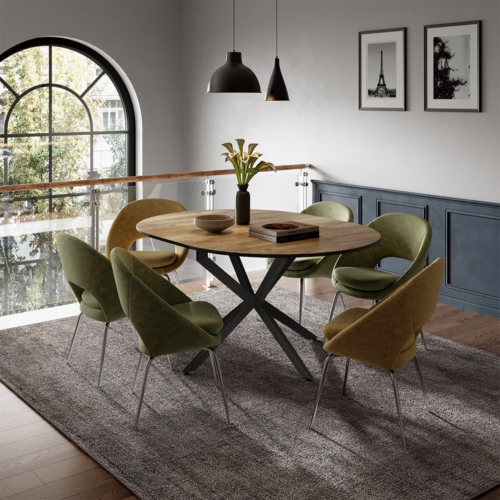 Esstisch ausziehbar Eiche rustikal/Schwarz 120x76.5cm - Maisons