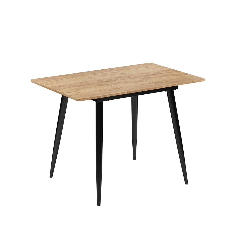 Table à manger extensible Noire/Chêne doré 80x75 cm