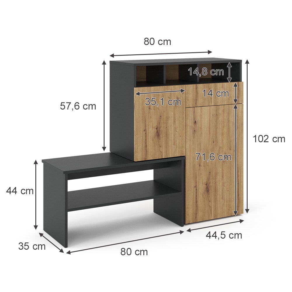 Schuhschrank, Grau 124.5 x 102cm - Maisons Du Monde
