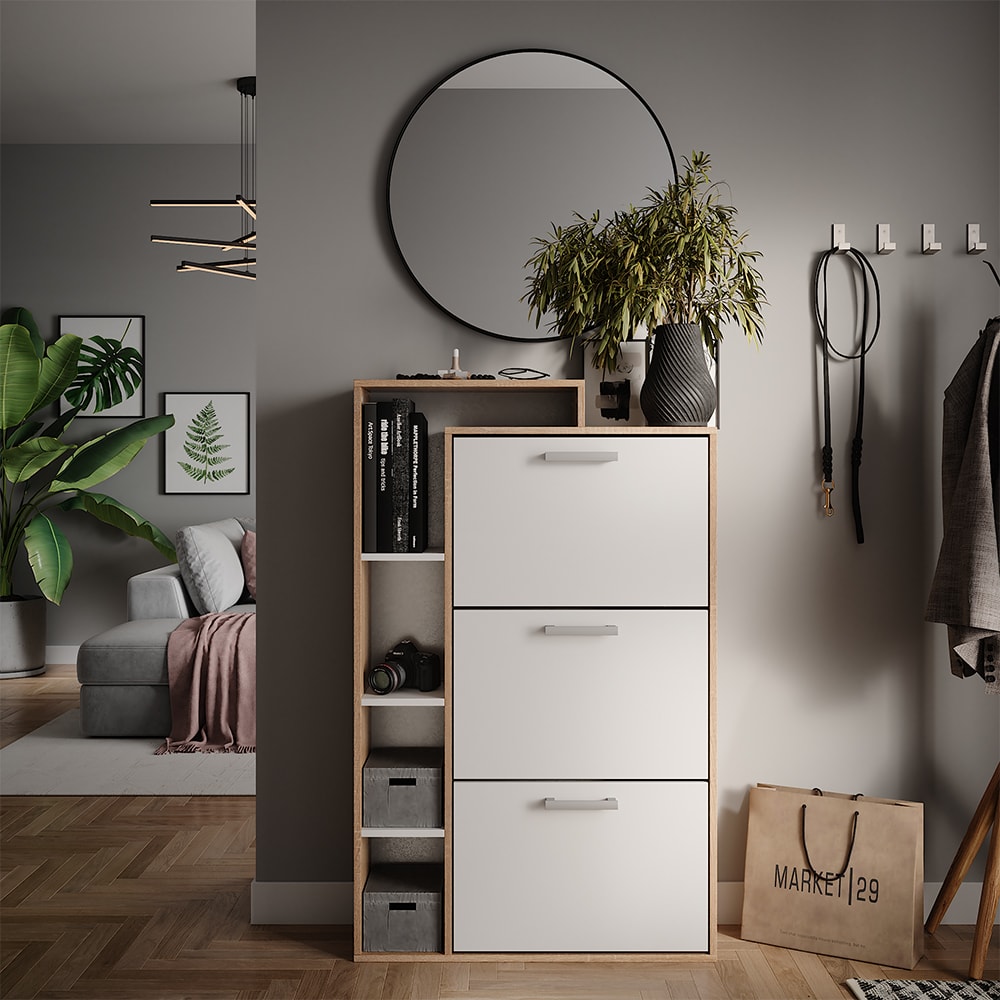 Basculeur à chaussures avec 3 compartiments, Sonoma 80 x 128.3cm