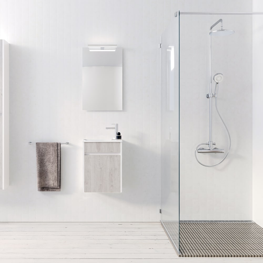 Meuble de salle de bains effet bois gris 22x40x50cm