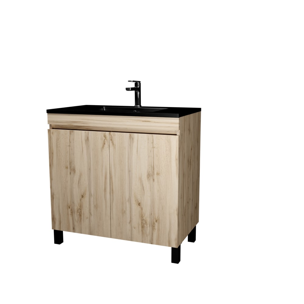 Meuble de salle de bains effet bois marron 46x80x83cm — Beyit