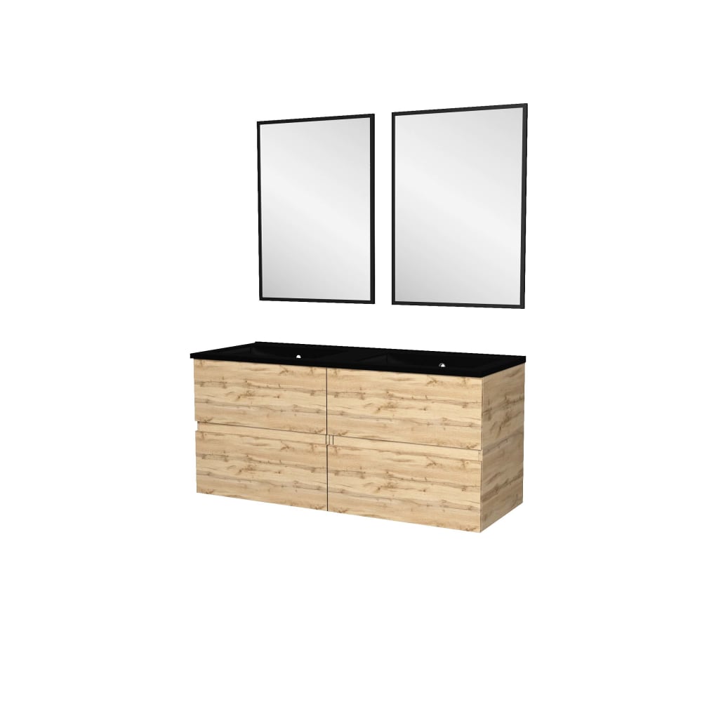 Meuble de salle de bains effet bois marron avec miroir 46x120x54cm