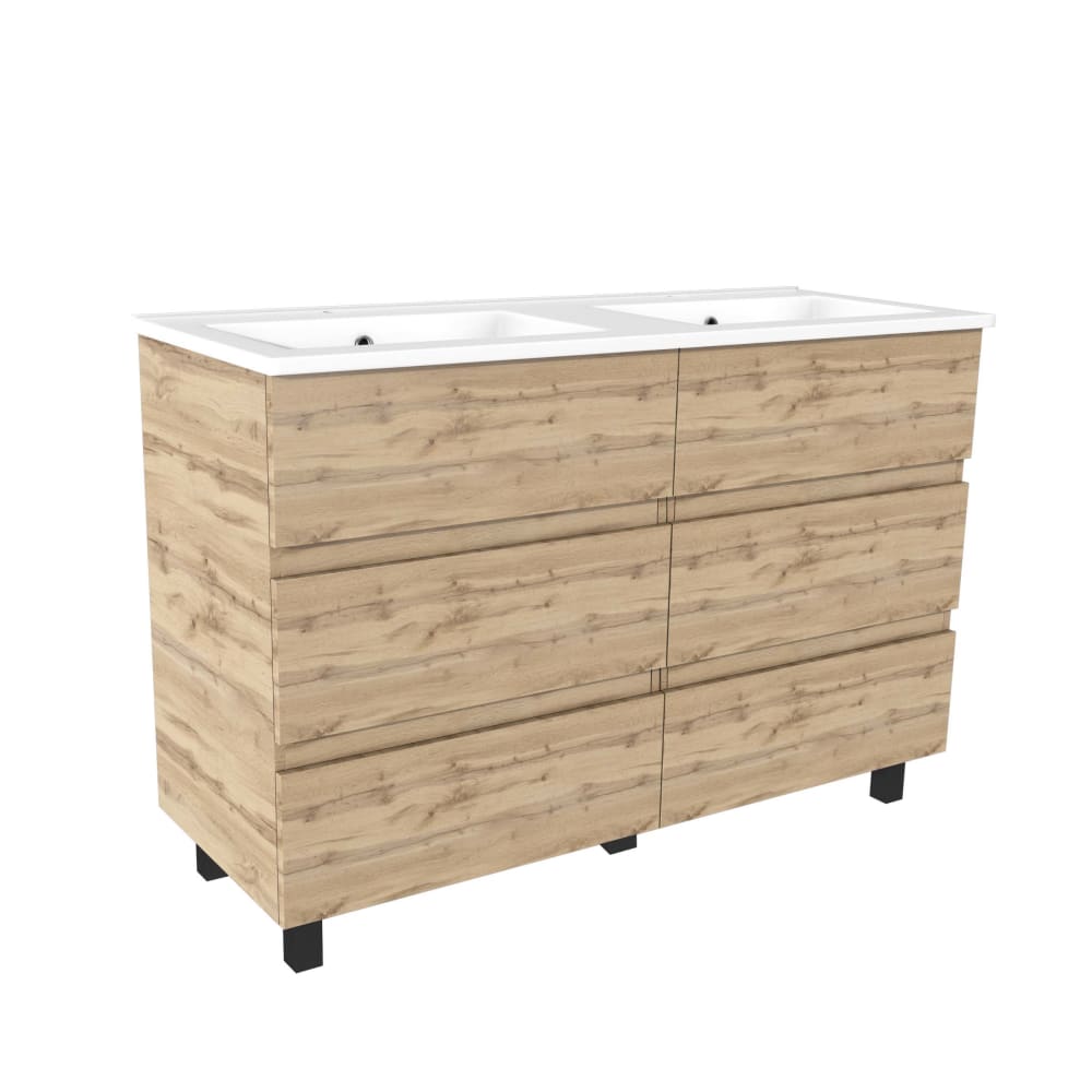 Meuble de salle de bains effet bois marron 46x120x83cm — Beyit