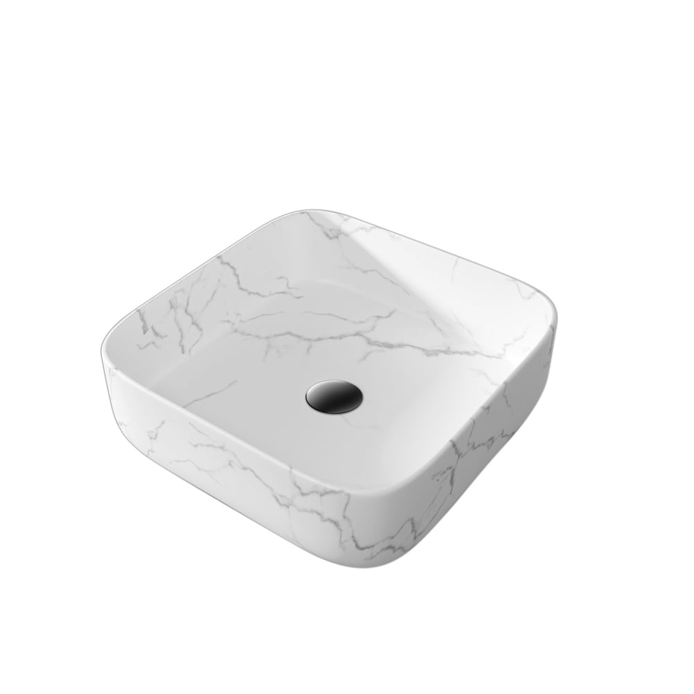 Vasque Ã poser en rÃ©sine blanche 38x38x13cm