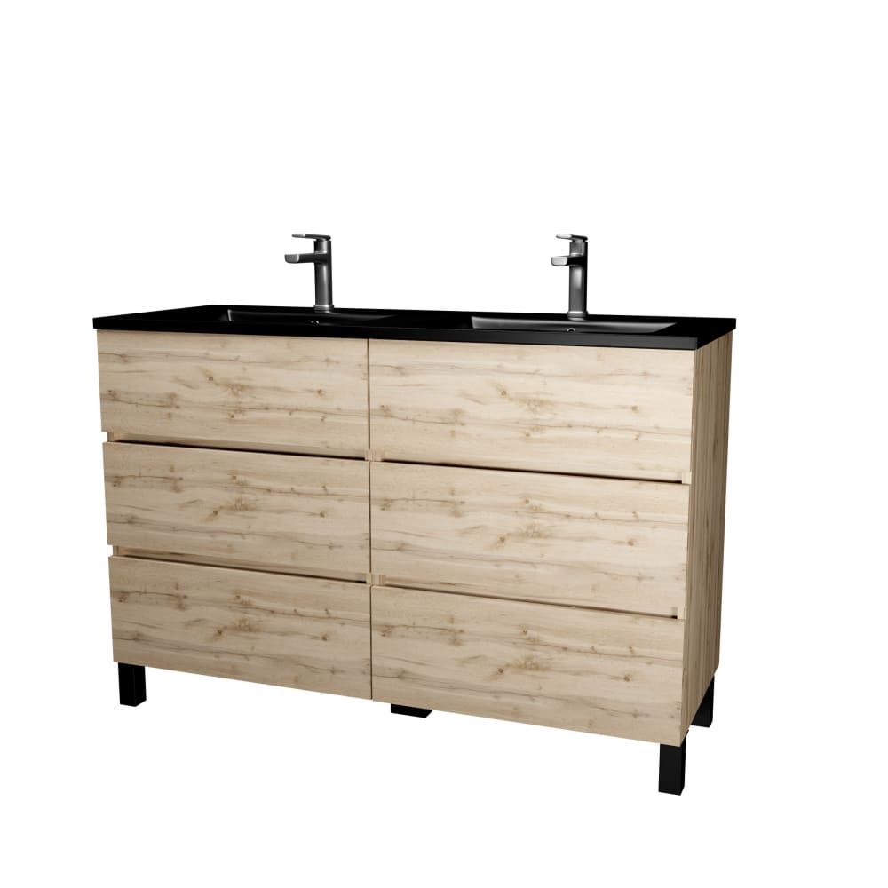 Meuble de salle de bains effet bois marron 46x120x83cm — Beyit