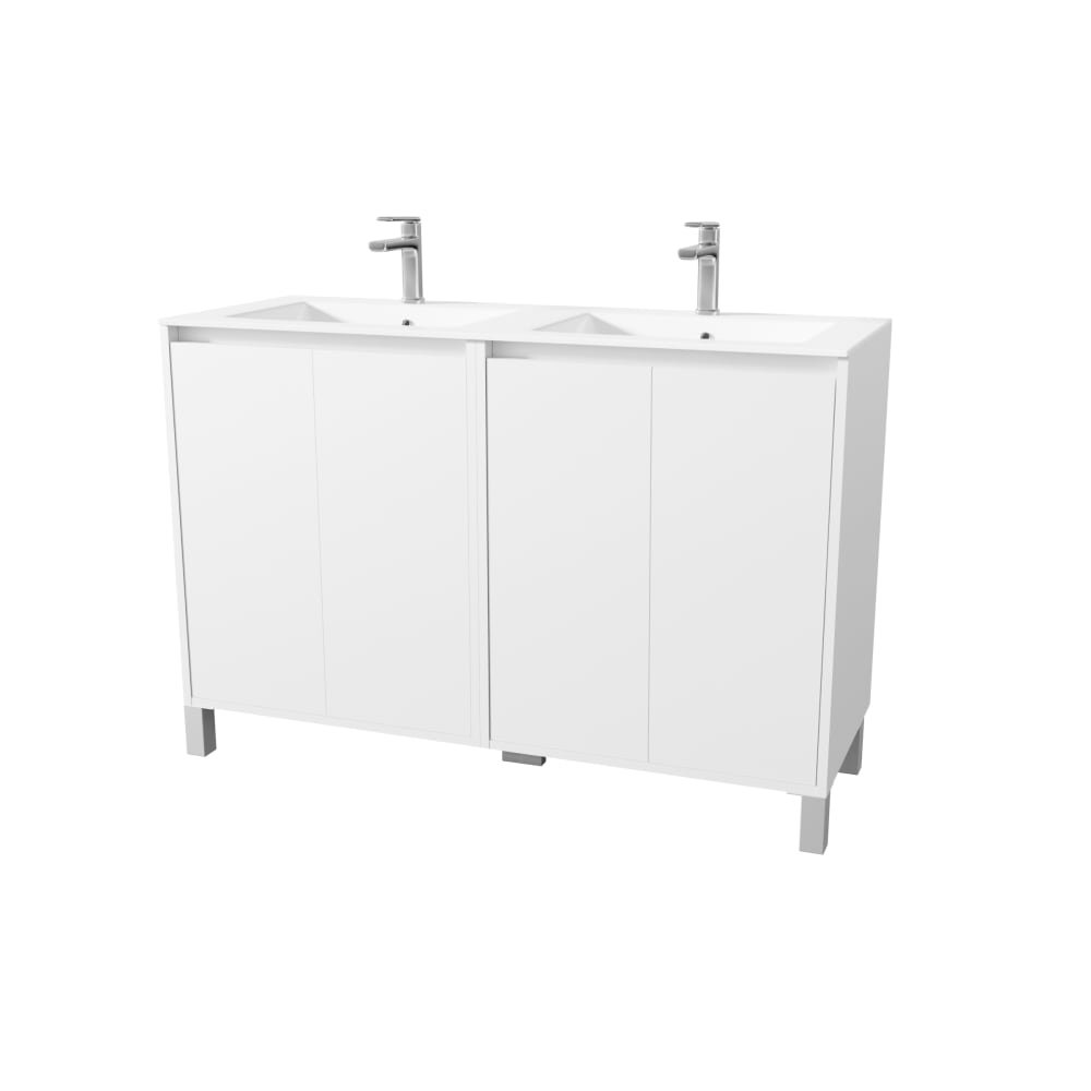 Meuble de salle de bains double vasque avec 4 portes bois blanc 120 x — Beyit