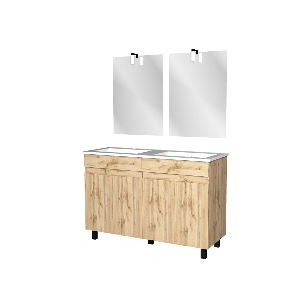 Meuble de salle de bains effet bois marron avec miroir 45x120x81cm