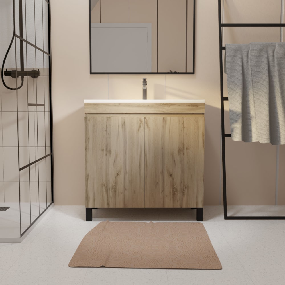 Meuble de salle de bains effet bois marron