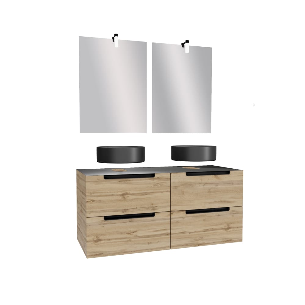 Meuble de salle de bains effet bois marron avec miroir 45x120x61cm