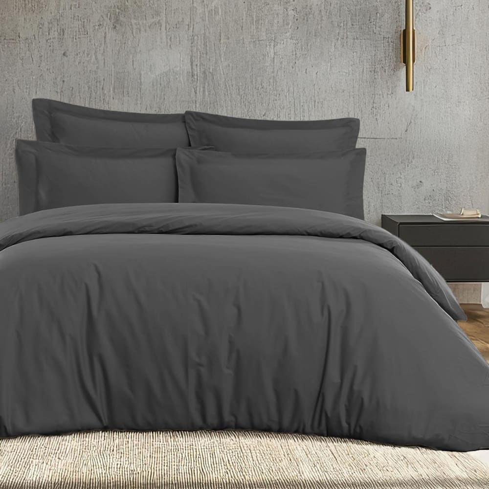 Parure de lit satin avec 2 taies rectangles Anthracite 260x240 cm